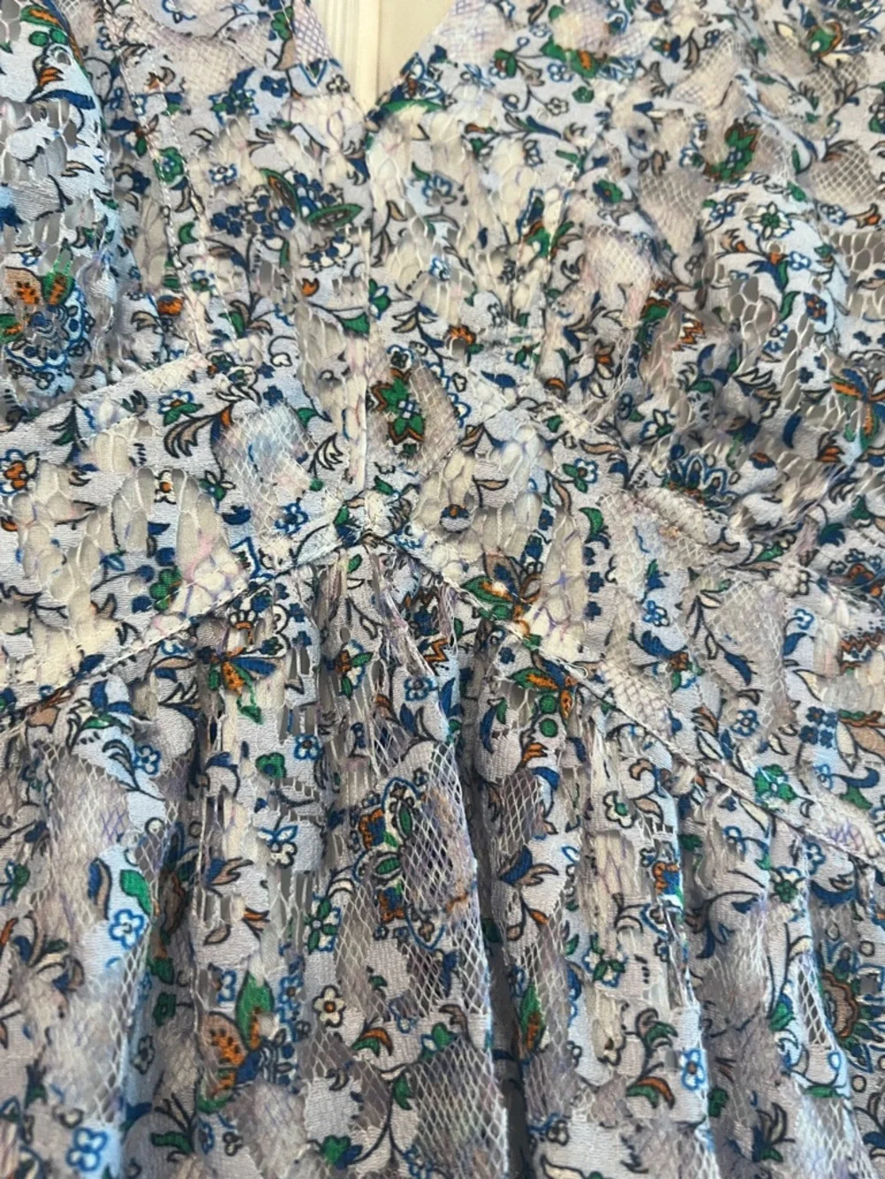 Tory Burch Blue Floral Puff-Sleeve Tunic